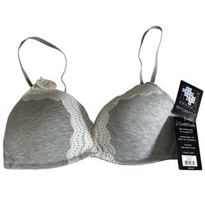 Cuddl Duds Womens Comfy Soft Lace Trim T-Shirt Bra Heather Gray Medium 1030A NWT